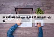 王者荣耀最搞笑的台词,王者荣耀里搞笑的台词
