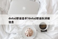 dota2职业选手?dota2职业队详细信息