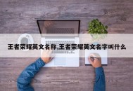 王者荣耀英文名称,王者荣耀英文名字叫什么