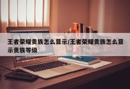 王者荣耀贵族怎么显示/王者荣耀贵族怎么显示贵族等级