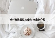 dnf宠物属性大全!dnf宠物介绍