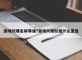 游戏代理名称等级?游戏代理权是什么意思