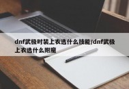 dnf武极时装上衣选什么技能/dnf武极上衣选什么附魔