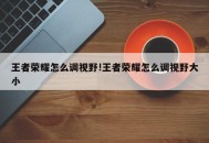 王者荣耀怎么调视野!王者荣耀怎么调视野大小