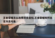 王者荣耀怎么选择攻击目标,王者荣耀如何选定攻击对象