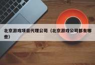 北京游戏项目代理公司（北京游戏公司都有哪些）