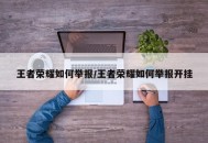 王者荣耀如何举报/王者荣耀如何举报开挂